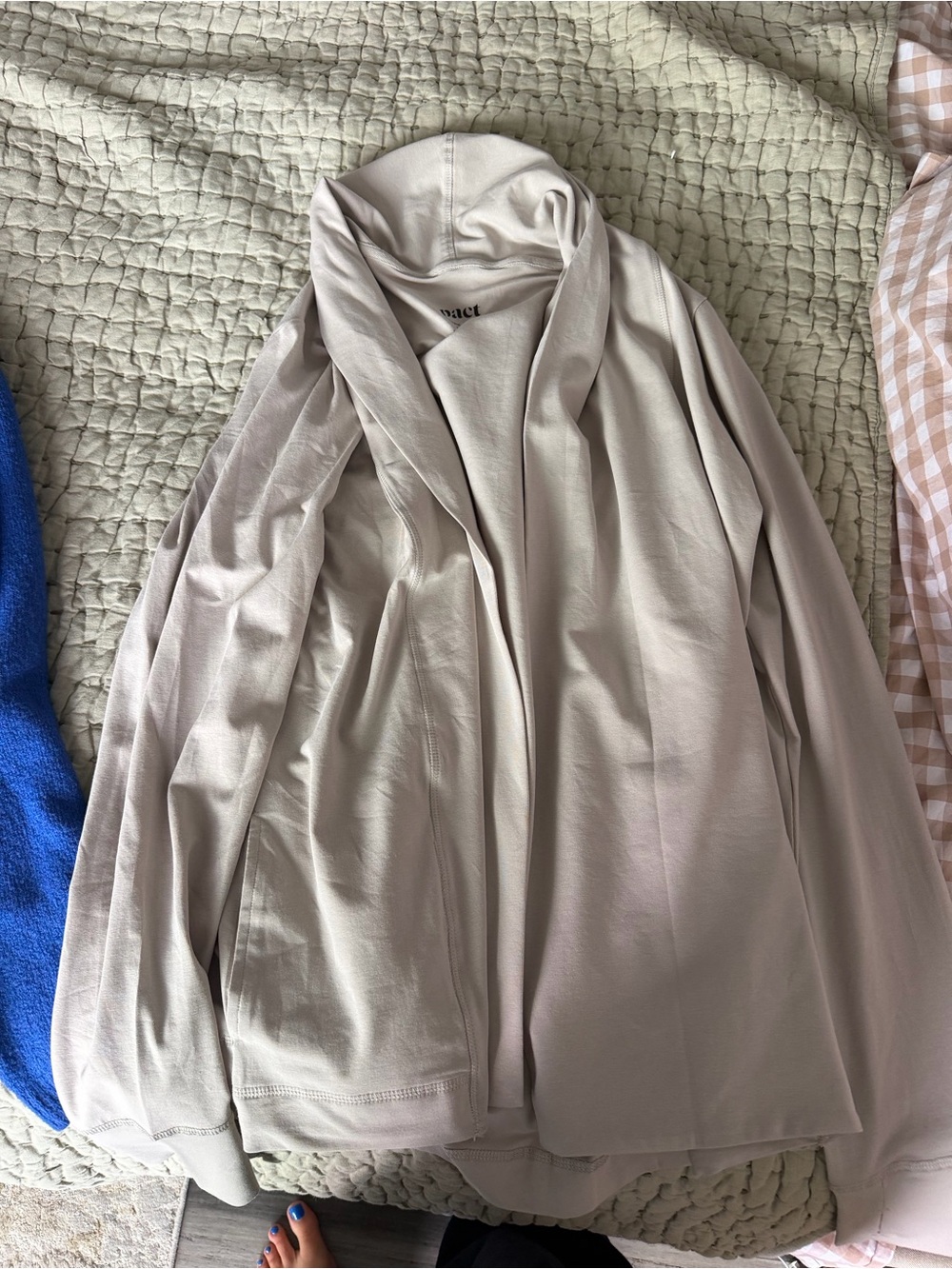 Pact Women's Light Beige Open-Front cardigan Jacket